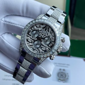 Đồng Hồ Rolex Cosmograph Daytona Eye Of The Tiger Chế Tác Kim Cương Moissanite Hong Kong 40mm (2)