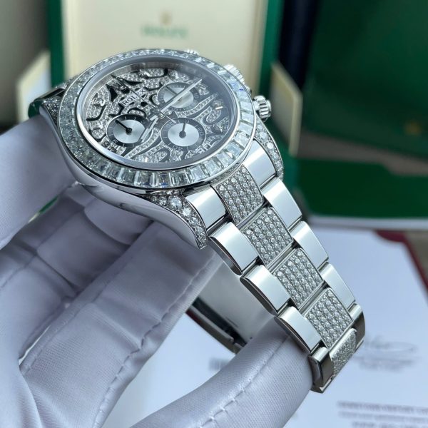 Đồng Hồ Rolex Cosmograph Daytona Eye Of The Tiger Chế Tác Kim Cương Moissanite Hong Kong 40mm (2)