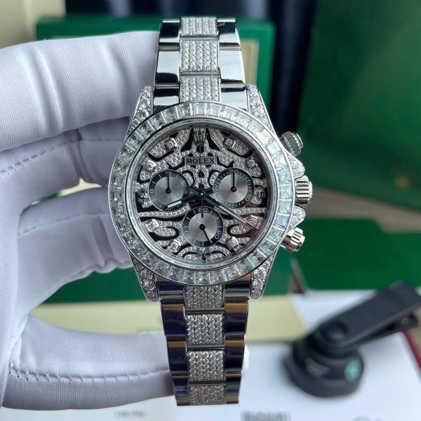 Đồng Hồ Rolex Cosmograph Daytona Eye Of The Tiger Chế Tác Kim Cương Moissanite Hong Kong 40mm (2)