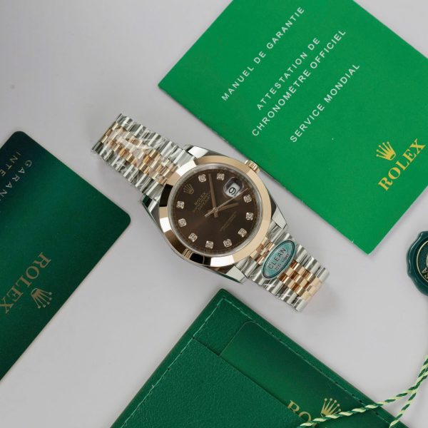 Đồng Hồ Rolex DateJust 126301 Replica 11 Mặt Chocolate Viền Trờn Nhà Máy Clean 41mm (2)