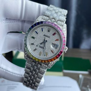 Đồng Hồ Rolex DateJust Chế Tác Ruby + Kim Cương Moissanite Dây Jubilee 41mm (2)