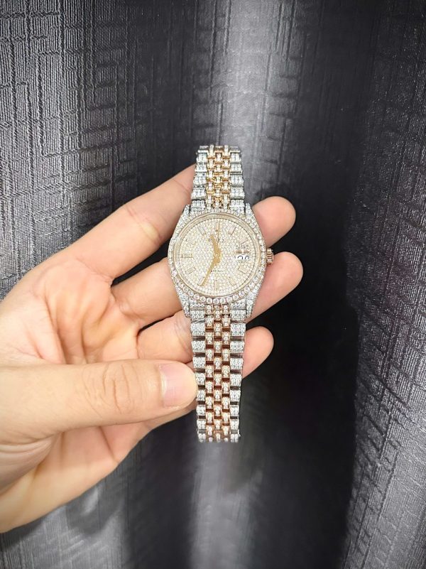 Đồng Hồ Rolex DateJust Replica 11 Màu Demi Đính Full Kim Cương Moissanite 36mm (2)