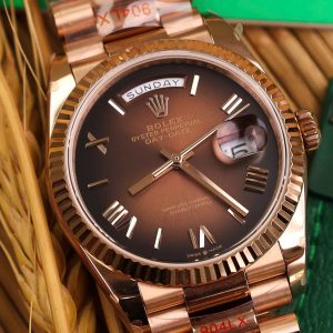 Đồng Hồ Rolex Day-Date 128235 Chế Tác Mặt Chocolate Trọng Lượng 158gram QF Factory 36mm (2)