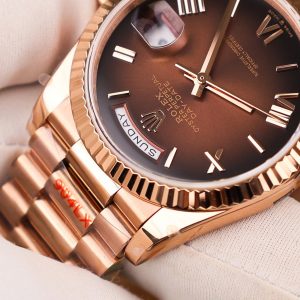 Đồng Hồ Rolex Day-Date 128235 Chế Tác Mặt Chocolate Trọng Lượng 158gram QF Factory 36mm (2)