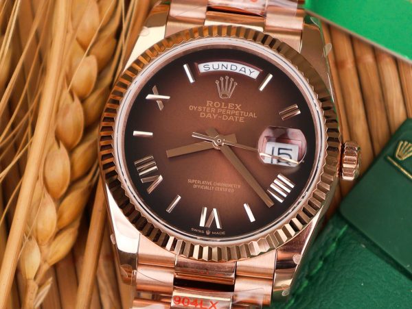 Đồng Hồ Rolex Day-Date 128235 Chế Tác Mặt Chocolate Trọng Lượng 158gram QF Factory 36mm (2)