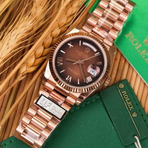 Đồng Hồ Rolex Day-Date 128235 Chế Tác Mặt Chocolate Trọng Lượng 158gram QF Factory 36mm (2)