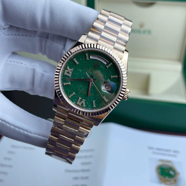 Đồng Hồ Rolex Day-Date 128235 Replica 11 Mặt Số Đá Aventurine Bọc Vàng Thật 36mm (2)