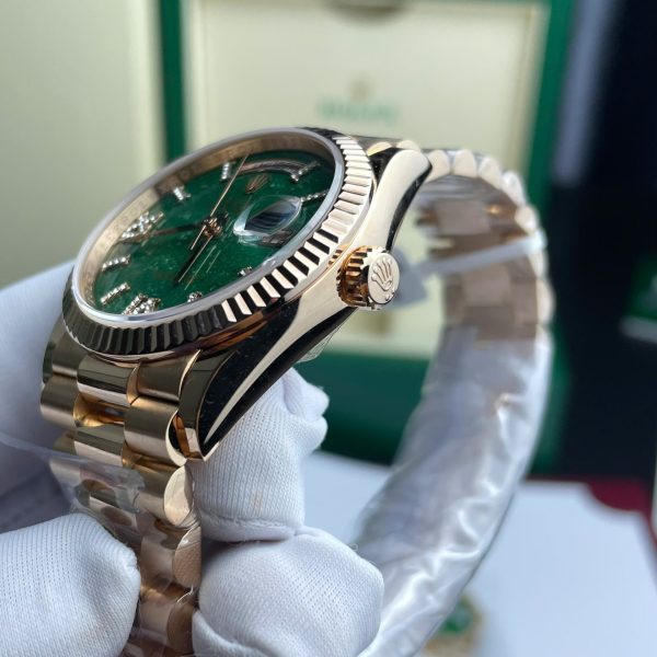 Đồng Hồ Rolex Day-Date 128235 Replica 11 Mặt Số Đá Aventurine Bọc Vàng Thật 36mm (2)