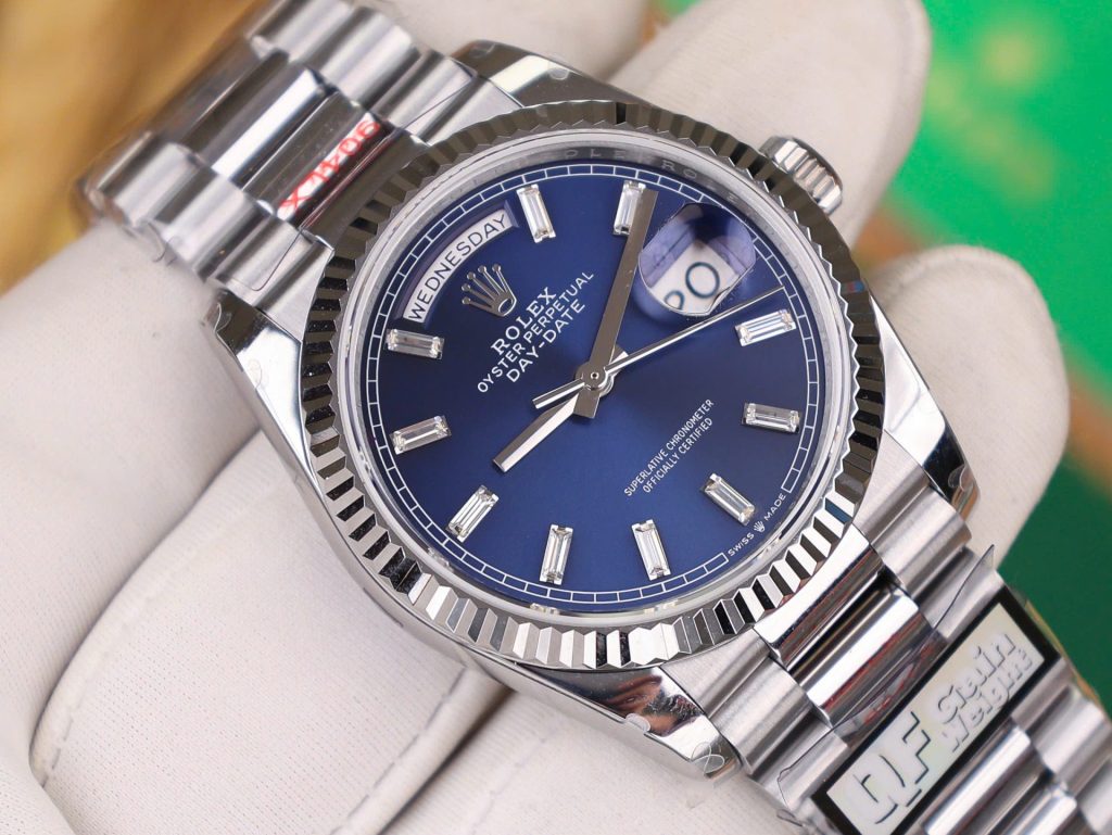 Đồng Hồ Rolex Day-Date 128236 Chế Tác Mặt Xanh Blue Trọng Lượng 158gram QF Factory 36mm (2)