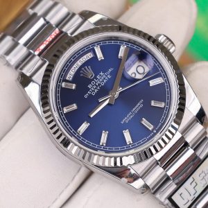 Đồng Hồ Rolex Day-Date 128236 Chế Tác Mặt Xanh Blue Trọng Lượng 158gram QF Factory 36mm (2)