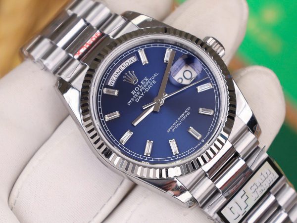 Đồng Hồ Rolex Day-Date 128236 Chế Tác Mặt Xanh Blue Trọng Lượng 158gram QF Factory 36mm (2)