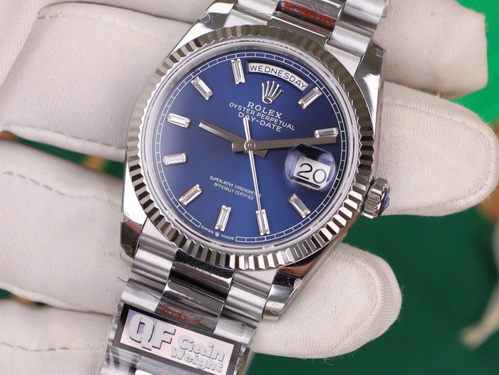 Đồng Hồ Rolex Day-Date 128236 Chế Tác Mặt Xanh Blue Trọng Lượng 158gram QF Factory 36mm (2)