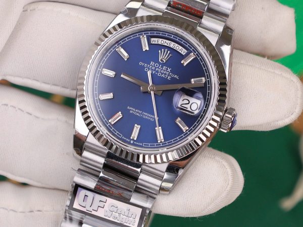 Đồng Hồ Rolex Day-Date 128236 Chế Tác Mặt Xanh Blue Trọng Lượng 158gram QF Factory 36mm (2)