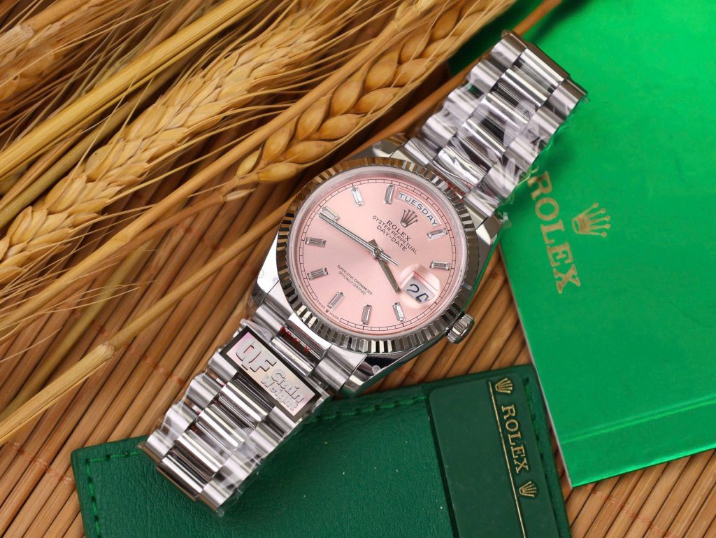 Đồng Hồ Rolex Day-Date 128236 Rep 11 Cao Cấp Mặt Hồng Trọng Lượng 158gram QF Factory 36mm (2)