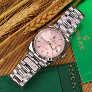 Đồng Hồ Rolex Day-Date 128236 Rep 11 Cao Cấp Mặt Hồng Trọng Lượng 158gram QF Factory 36mm (2)