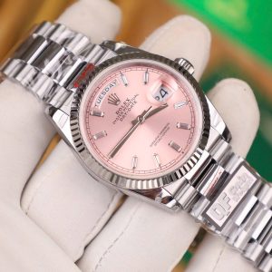 Đồng Hồ Rolex Day-Date 128236 Rep 11 Cao Cấp Mặt Hồng Trọng Lượng 158gram QF Factory 36mm (2)