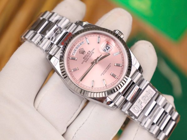 Đồng Hồ Rolex Day-Date 128236 Rep 11 Cao Cấp Mặt Hồng Trọng Lượng 158gram QF Factory 36mm (2)