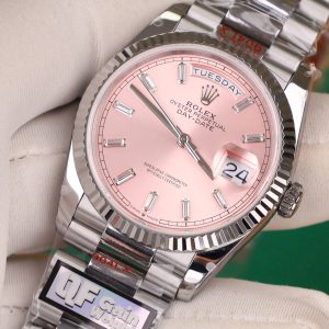 Đồng Hồ Rolex Day-Date 128236 Rep 11 Cao Cấp Mặt Hồng Trọng Lượng 158gram QF Factory 36mm (2)