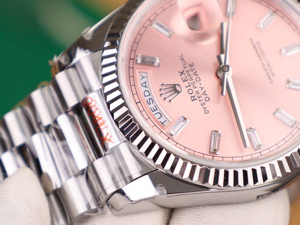 Đồng Hồ Rolex Day-Date 128236 Rep 11 Cao Cấp Mặt Hồng Trọng Lượng 158gram QF Factory 36mm (2)