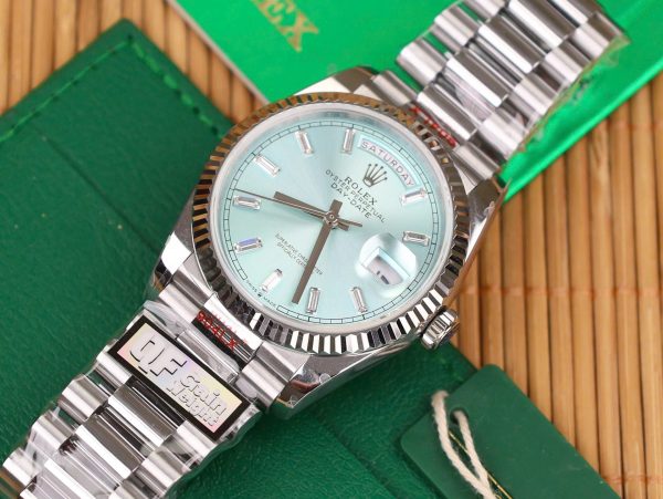 Đồng Hồ Rolex Day-Date 128236 Replica 11 Mặt Xanh Băng Trọng Lượng 158gram QF Factory 36mm (2)