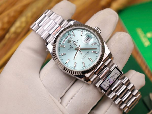 Đồng Hồ Rolex Day-Date 128236 Replica 11 Mặt Xanh Băng Trọng Lượng 158gram QF Factory 36mm (2)