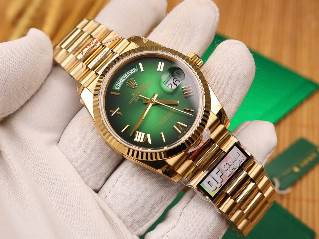 Đồng Hồ Rolex Day-Date 128238 Replica 11 Màu Xanh Lá Ombre Trọng Lượng 158gram QF Factory 36mm (2)