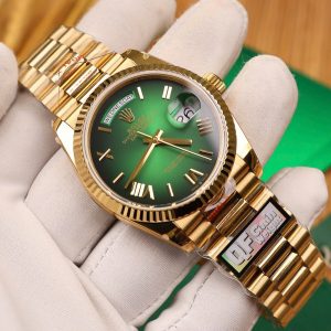 Đồng Hồ Rolex Day-Date 128238 Replica 11 Màu Xanh Lá Ombre Trọng Lượng 158gram QF Factory 36mm (2)