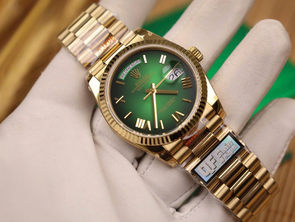 Đồng Hồ Rolex Day-Date 128238 Replica 11 Màu Xanh Lá Ombre Trọng Lượng 158gram QF Factory 36mm (2)