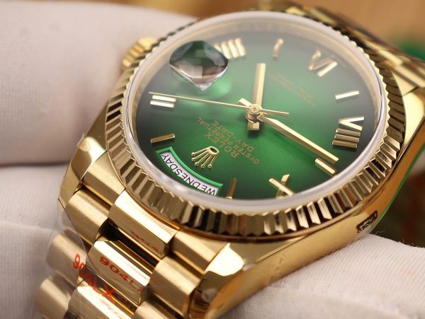 Đồng Hồ Rolex Day-Date 128238 Replica 11 Màu Xanh Lá Ombre Trọng Lượng 158gram QF Factory 36mm (2)