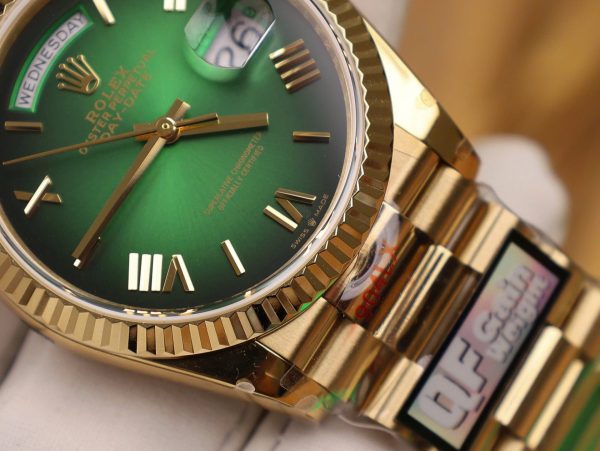 Đồng Hồ Rolex Day-Date 128238 Replica 11 Màu Xanh Lá Ombre Trọng Lượng 158gram QF Factory 36mm (2)