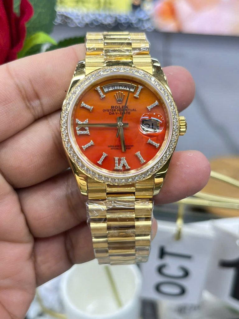 Đồng Hồ Rolex Day-Date 128398TBR Mặt Đá Carnelian RA Factory 36mm (1)