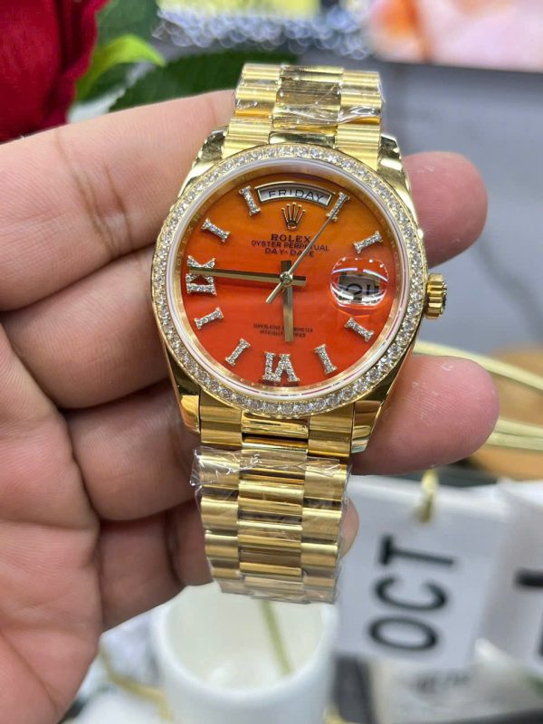 Đồng Hồ Rolex Day-Date 128398TBR Mặt Đá Carnelian RA Factory 36mm (1)