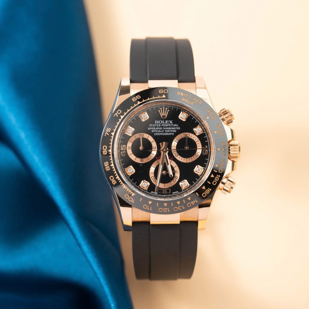 Đồng Hồ Rolex Daytona Chế Tác Vàng Nguyên Khối 18K Cọc Số Đính Kim Cương Tự Nhiên 40mm (2)