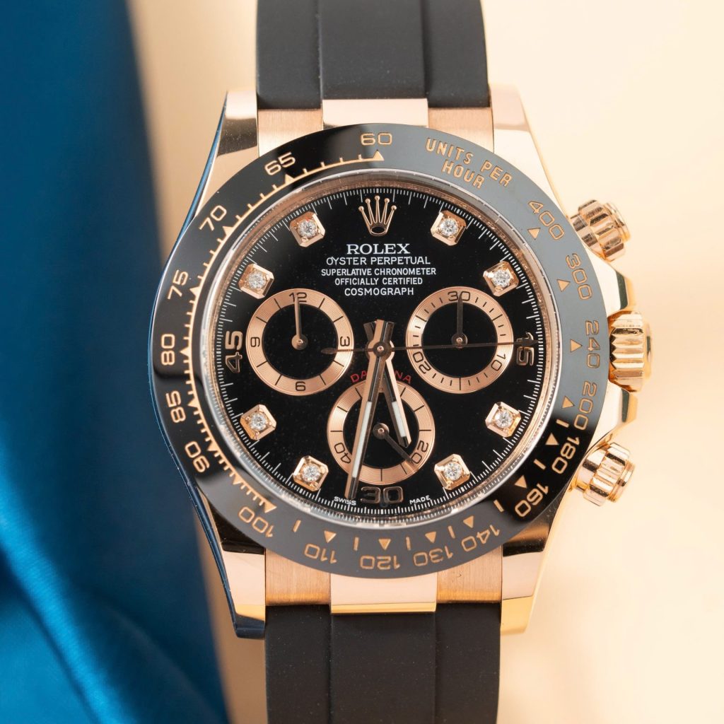 Đồng Hồ Rolex Daytona Chế Tác Vàng Nguyên Khối 18K Cọc Số Đính Kim Cương Tự Nhiên 40mm (2)