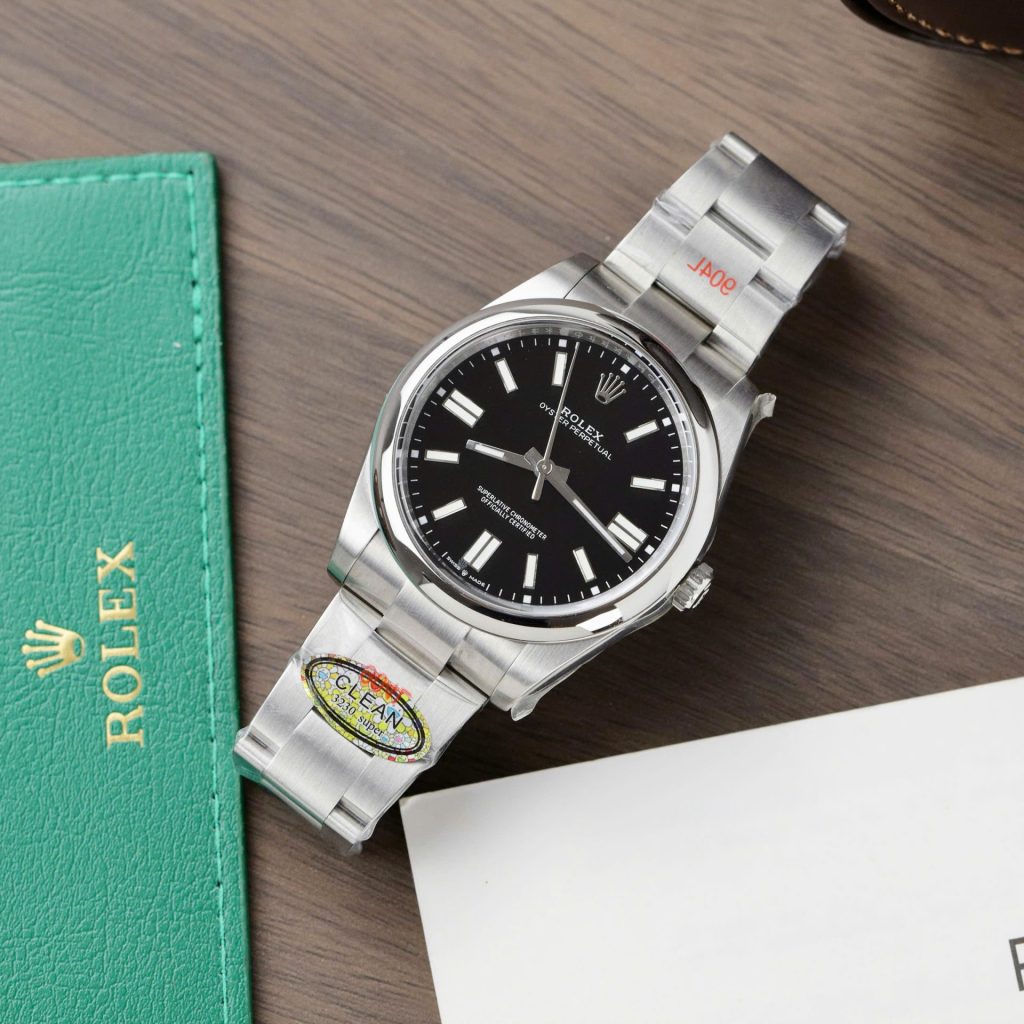 Đồng Hồ Rolex Oyster Perpetual Replica 11 Mặt Đen Nhà Máy Clean 41mm (2)