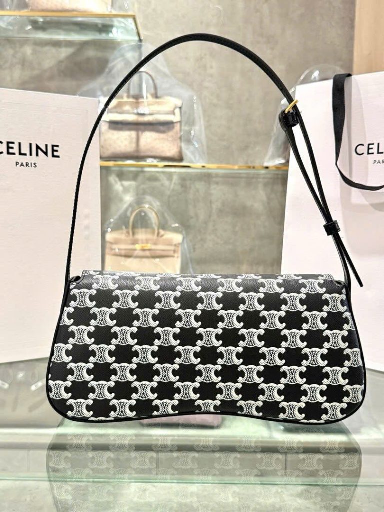 Túi Xách Celine Triomphe Siêu Cấp Hoạ Tiết Monogram Đen Trắng 28cm (2)