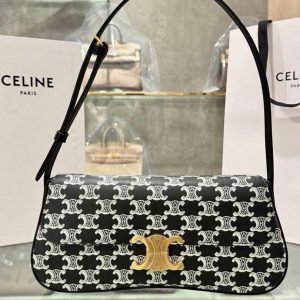 Túi Xách Celine Triomphe Siêu Cấp Hoạ Tiết Monogram Đen Trắng 28cm (2)