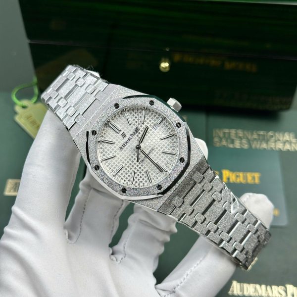 Đồng Hồ Audemars Piguet Royal Oak 15410 Frosted Gold Rep 11 Mặt Trắng Nhà Máy APS 41mm (2)