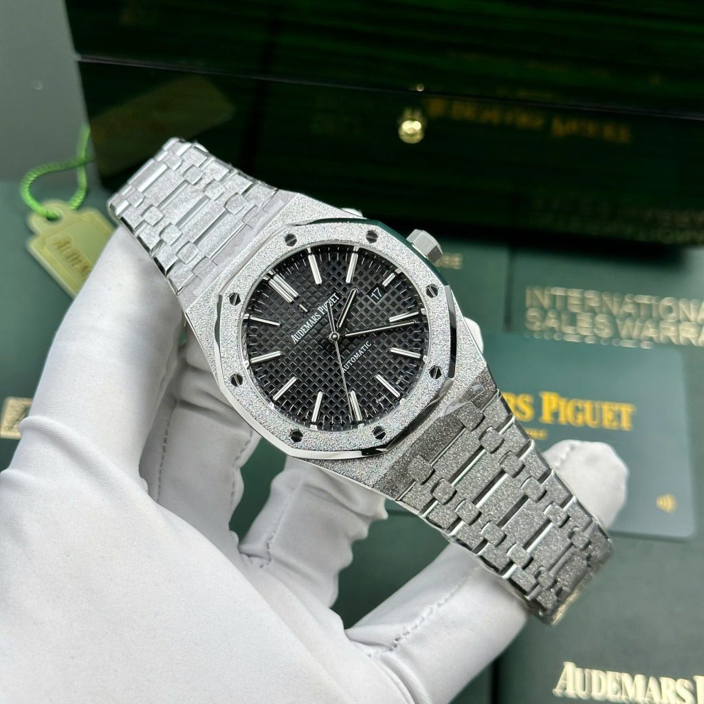 Đồng Hồ Audemars Piguet Royal Oak 15410 Frosted Gold Replica 1 1 Mặt Đen Nhà Máy APS 41mm (2)