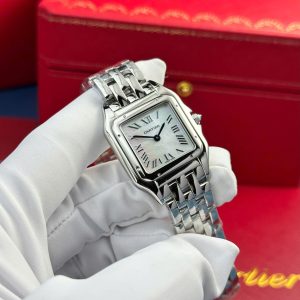 Đồng Hồ Cartier Panthere Rep 11 Mặt Khảm Xà Cừ Dây Kim Loại Nhà Máy AF 27x36mm (2)