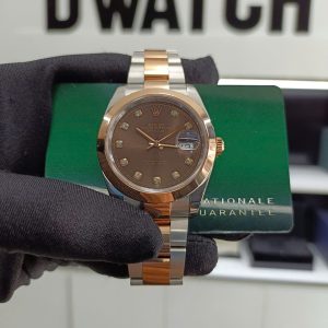 Đồng Hồ Cũ Rolex DateJust 126334 Demi Vàng Hồng Mặt Số Chocolate Clean 41mm