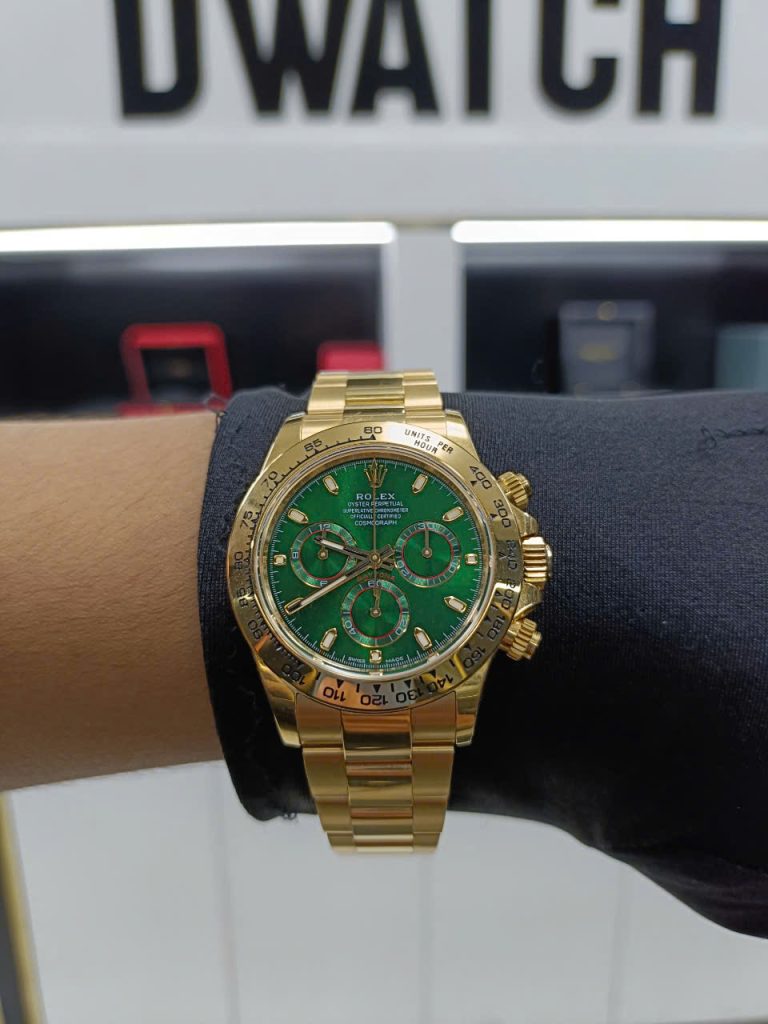 Đồng Hồ Cũ Rolex Daytona Rep 11 Mặt Xanh Mạ Vàng Cọc Dạ Quang 40mm (1)