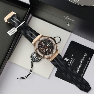 Đồng Hồ Hublot Big Bang Chronograph Chế Tác Đính Kim Cương Moissanite Màu Đen 44mm (2)