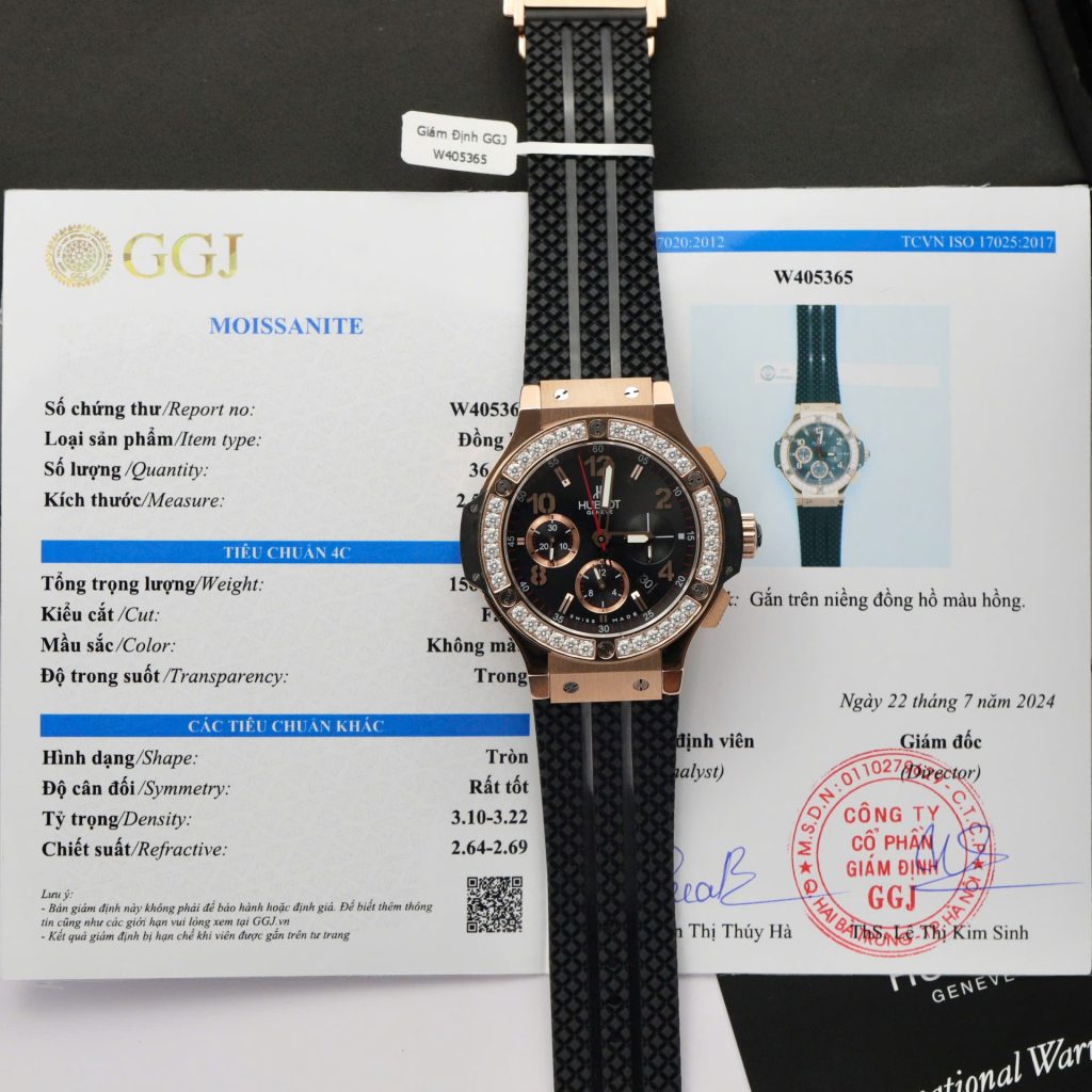 Đồng Hồ Hublot Big Bang Chronograph Chế Tác Đính Kim Cương Moissanite Màu Đen 44mm (2)