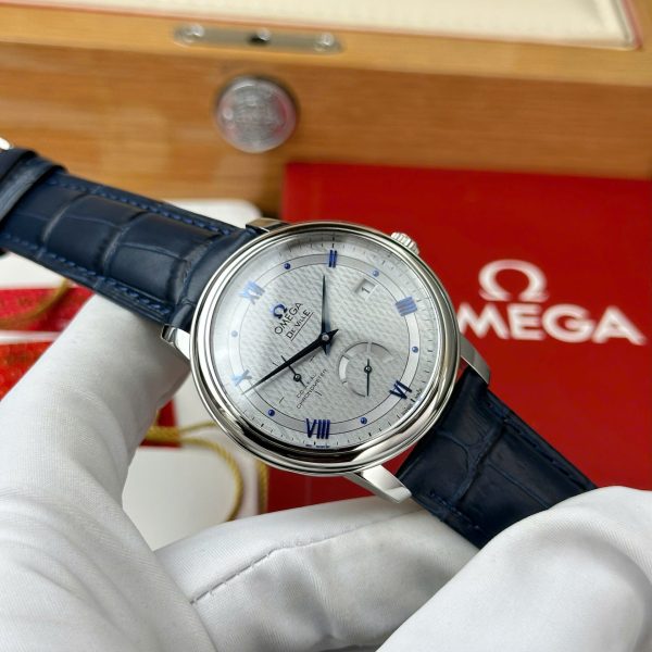 Đồng Hồ Omega De Ville Prestige Power Reserve Rep 11 Cao Cấp Mặt Xám Cọc Số Màu Xanh 39 (2)