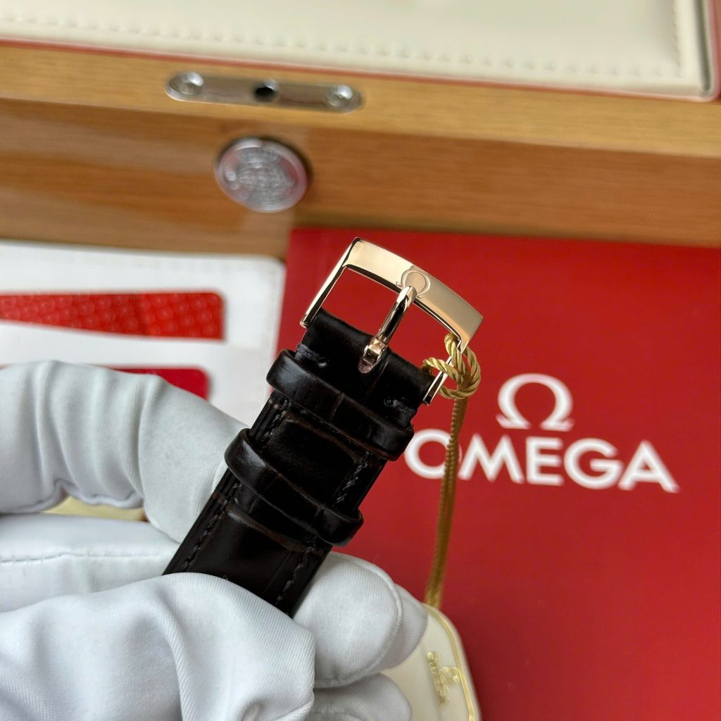 Đồng Hồ Omega De Ville Prestige Power Reserve Rep 11 Mạ Vàng Hồng Dây Da 39 (2)