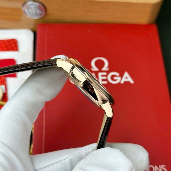 Đồng Hồ Omega De Ville Prestige Power Reserve Rep 11 Mạ Vàng Hồng Dây Da 39 (2)