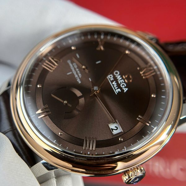 Đồng Hồ Omega De Ville Prestige Power Reserve Replica 11 Mặt Nâu Dây Da 39 (2)