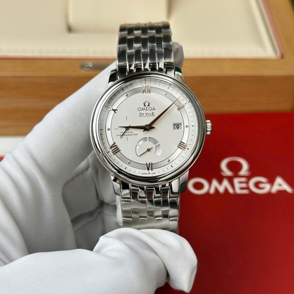 Đồng Hồ Omega De Ville Prestige Power Reserve Replica 11 Mặt Trắng Dây Kim Loại 39 (2)