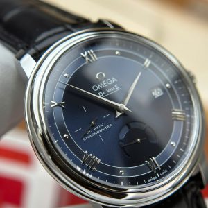 Đồng Hồ Omega De Ville Prestige Power Reserve Replica 11 Mặt Xanh Blue Dây Da 39 (2)